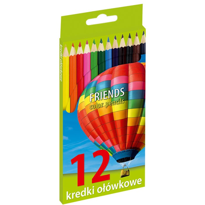 Kredki ołówkowe sześciokątne GRAND Friends (12 szt. / 12 kolorów)
